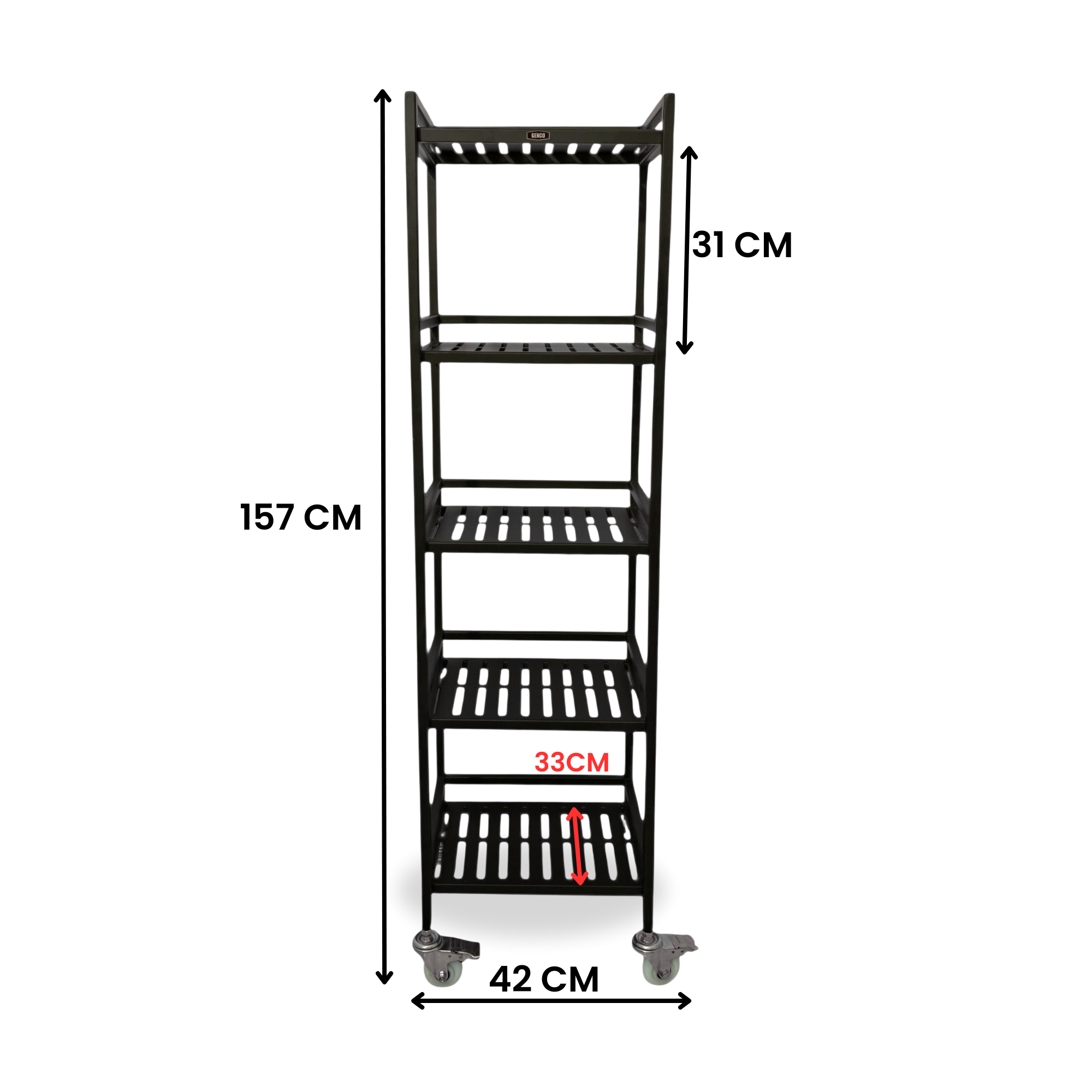 Ridge | 5-Tier Iron Rack with Wheels & Brakes