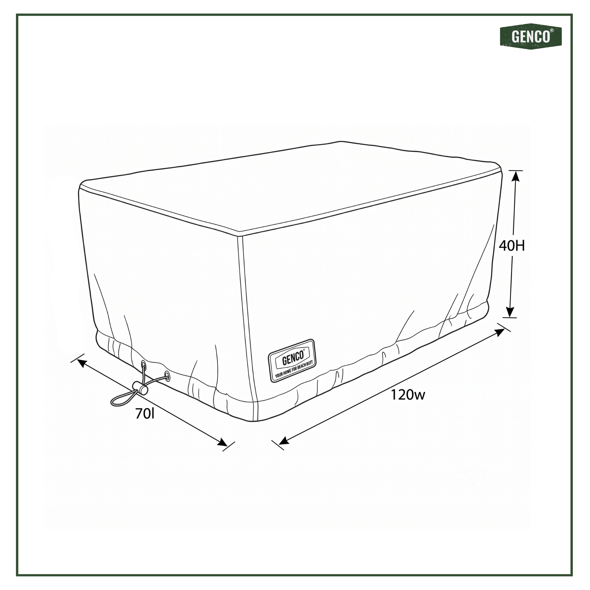 Outdoor Table Heavy-Duty Waterproof Cover (70L X 120W X 40H)