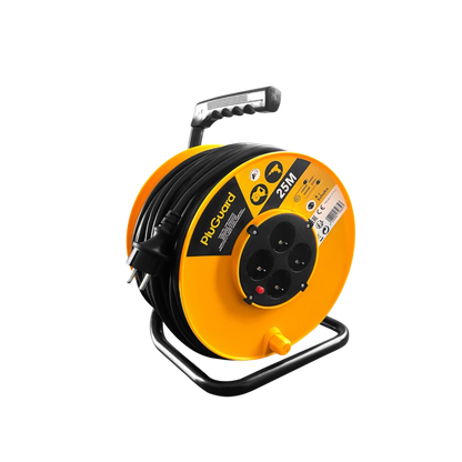 Heavy-Duty Cable Reel – 25m, Water-Resistant, 4 Sockets