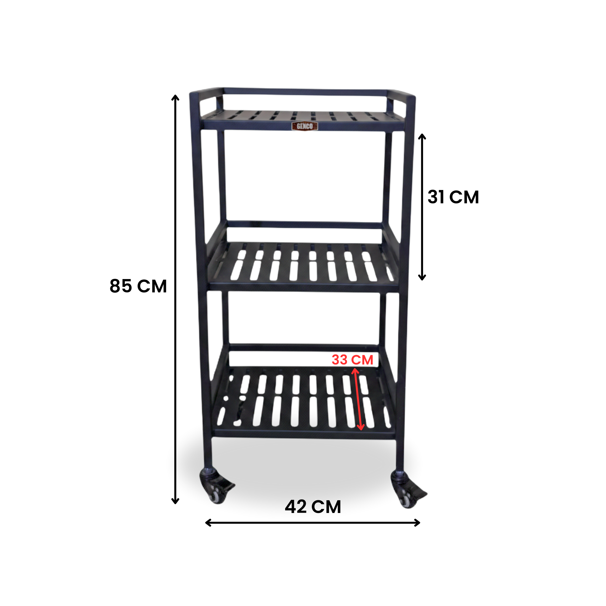 Ridge | 3-Tier Iron Rack with Wheels & Brakes