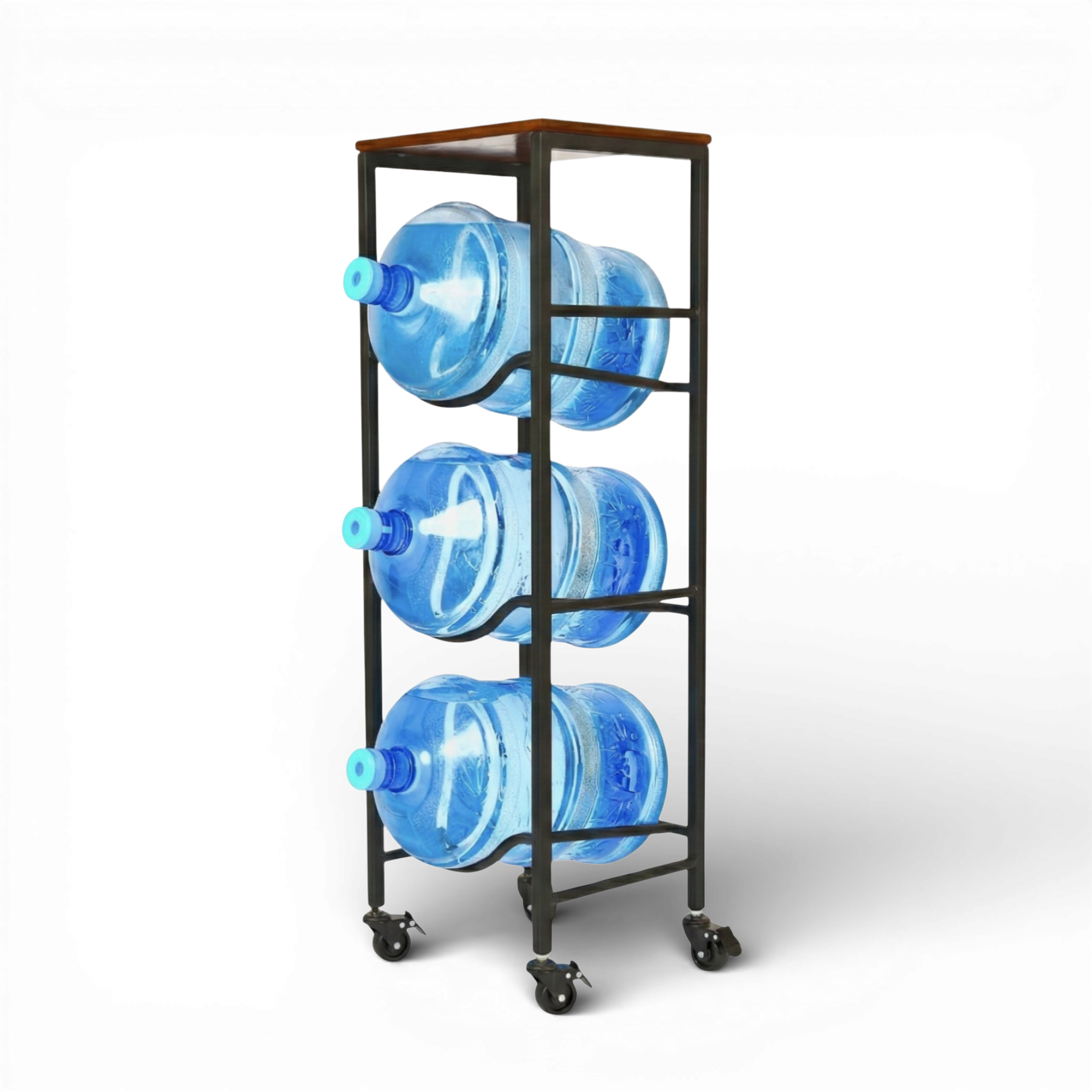 WaterRack Premium | 3-Tier with Natural Wood Shelf, Wheels & Brakes