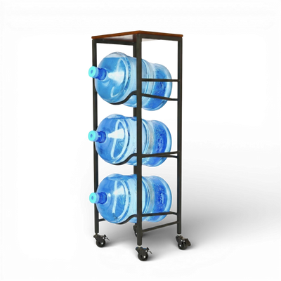 WaterRack Premium | 3-Tier with Natural Wood Shelf, Wheels & Brakes