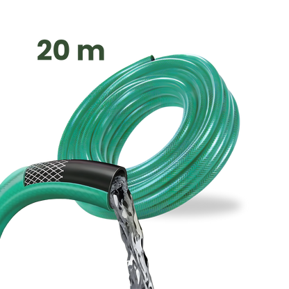 Full Set | Modern Hose Holder + 20m Heavy Duty PVC Hose + 9 Mode Sprayer + Connectors