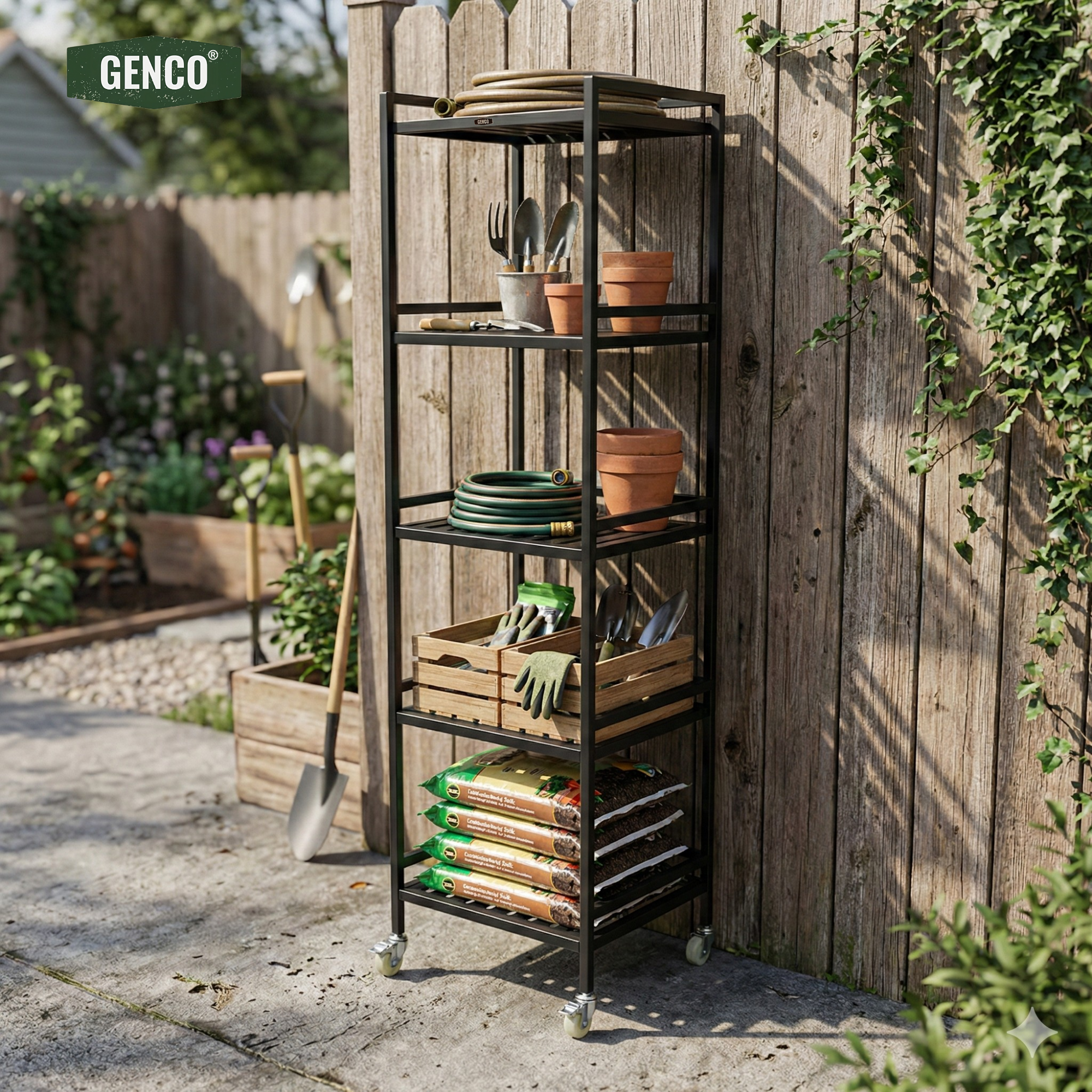 Ridge | 5-Tier Iron Rack with Wheels & Brakes