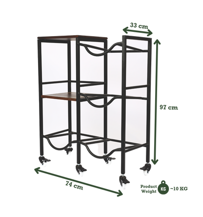 Dual 3-Tier WaterRack™ Premium with 2 Natural Wood Shelves, Wheels & Brakes