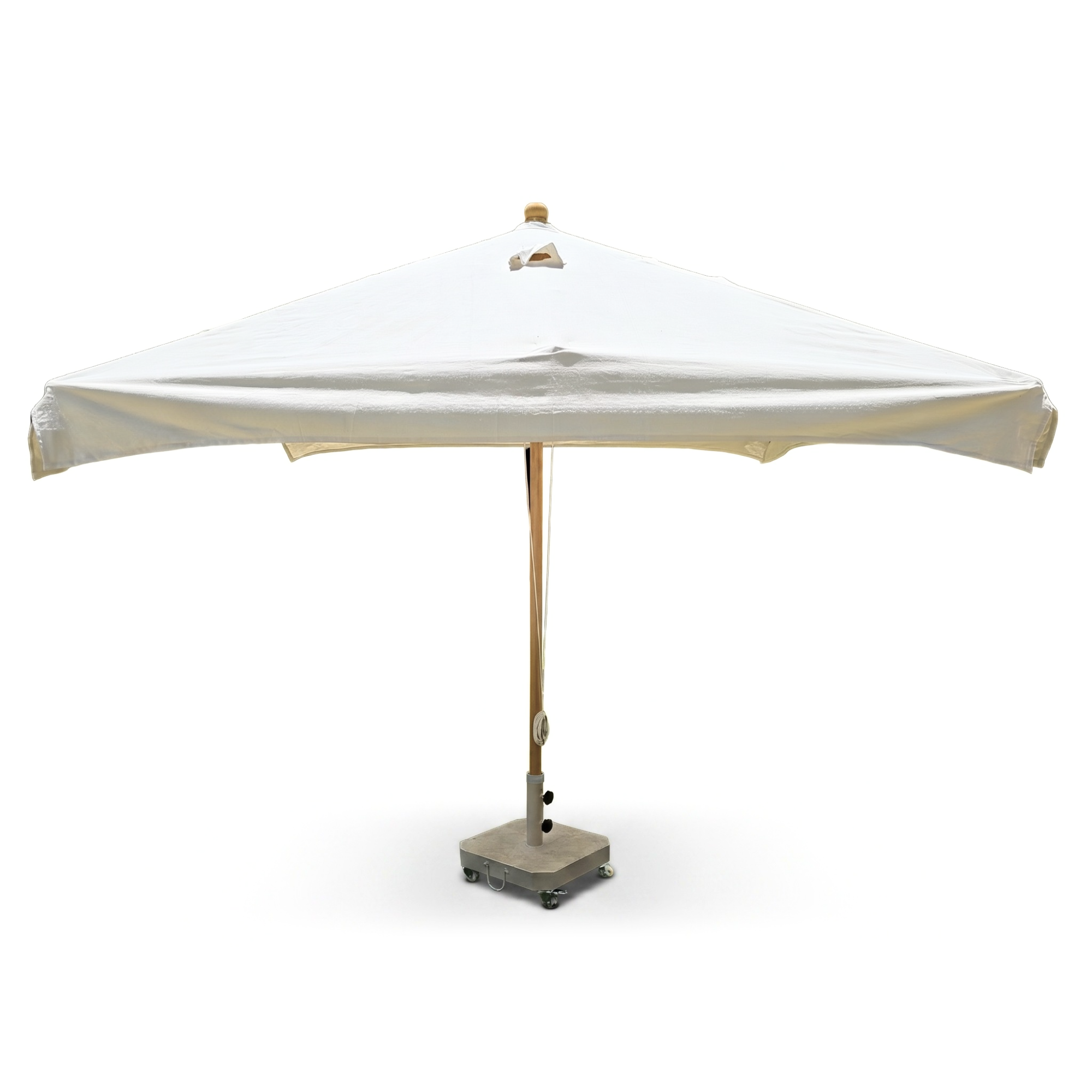 4m Natural Tree-Wood Umbrella – Easy-Pull Rope Mechanism | With Heavy-Duty Marble Base