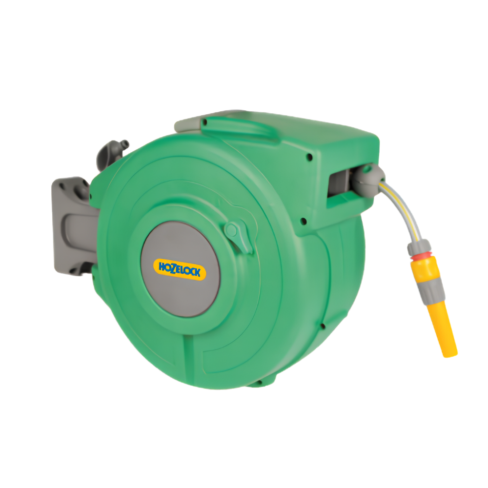 Automatic Retractable Hose Reel with 20M Hose & Sprayer - Hozelock UK Auto Reel Heavy Duty