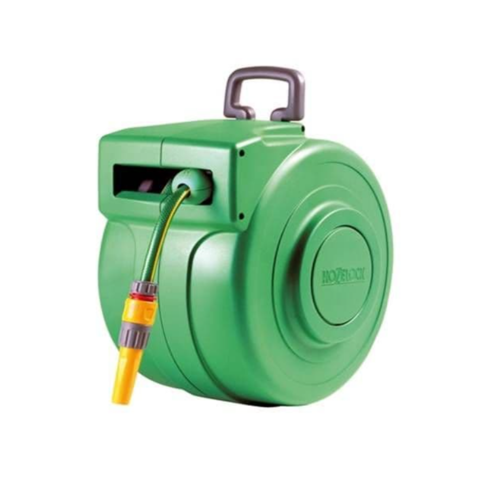 Automatic Retractable Hose Reel with 20M Hose & Sprayer - Hozelock UK Auto Reel Heavy Duty