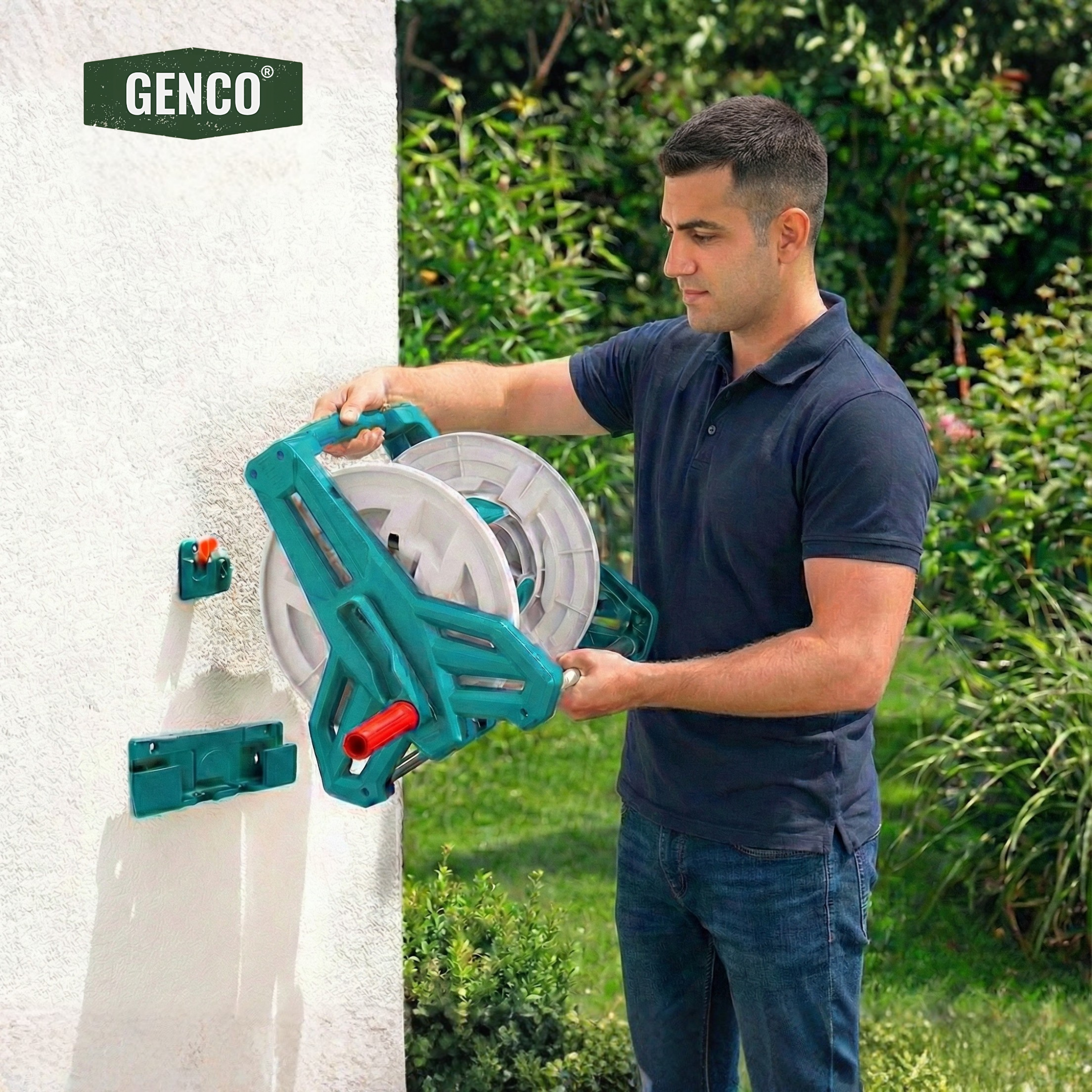 40m Wall-Mount Hose Reel with Connectors - 1/2 Inch (Hose Not Included)