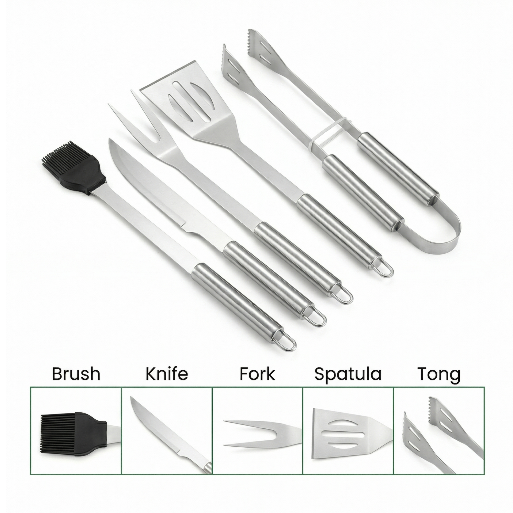 5-Piece Stainless Steel BBQ Tool Set