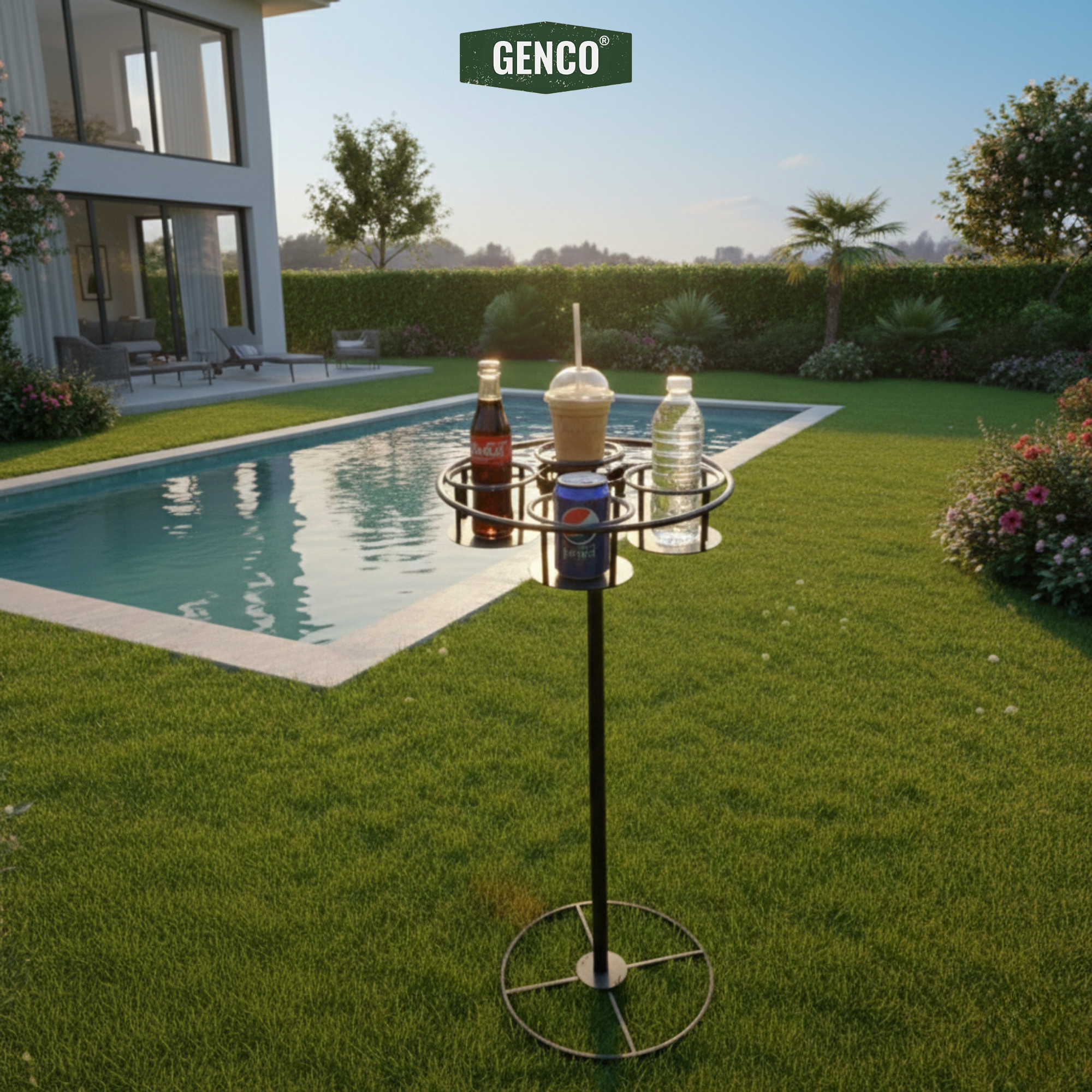 Bottle Holder & Multi-Tray Lounge Companion