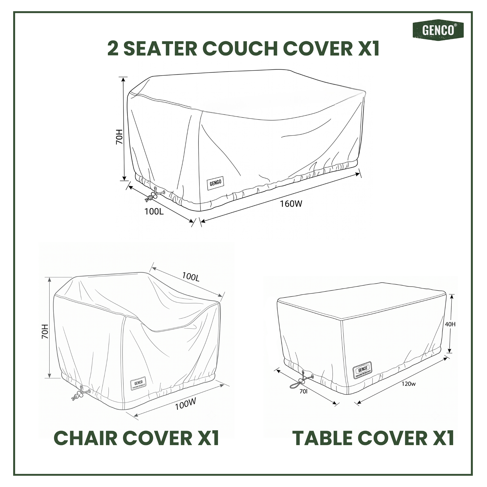 4-Piece Heavy-Duty Waterproof Outdoor Set (with 2-Seater Sofa)