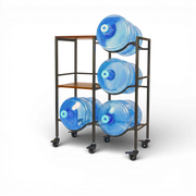 WaterRack Premium | Dual 3-Tier with 2 Natural Wood Shelves, Wheels & Brakes