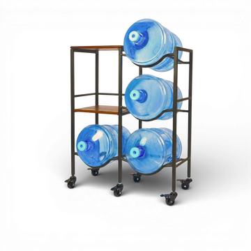 WaterRack Premium | Dual 3-Tier with 2 Natural Wood Shelves, Wheels & Brakes