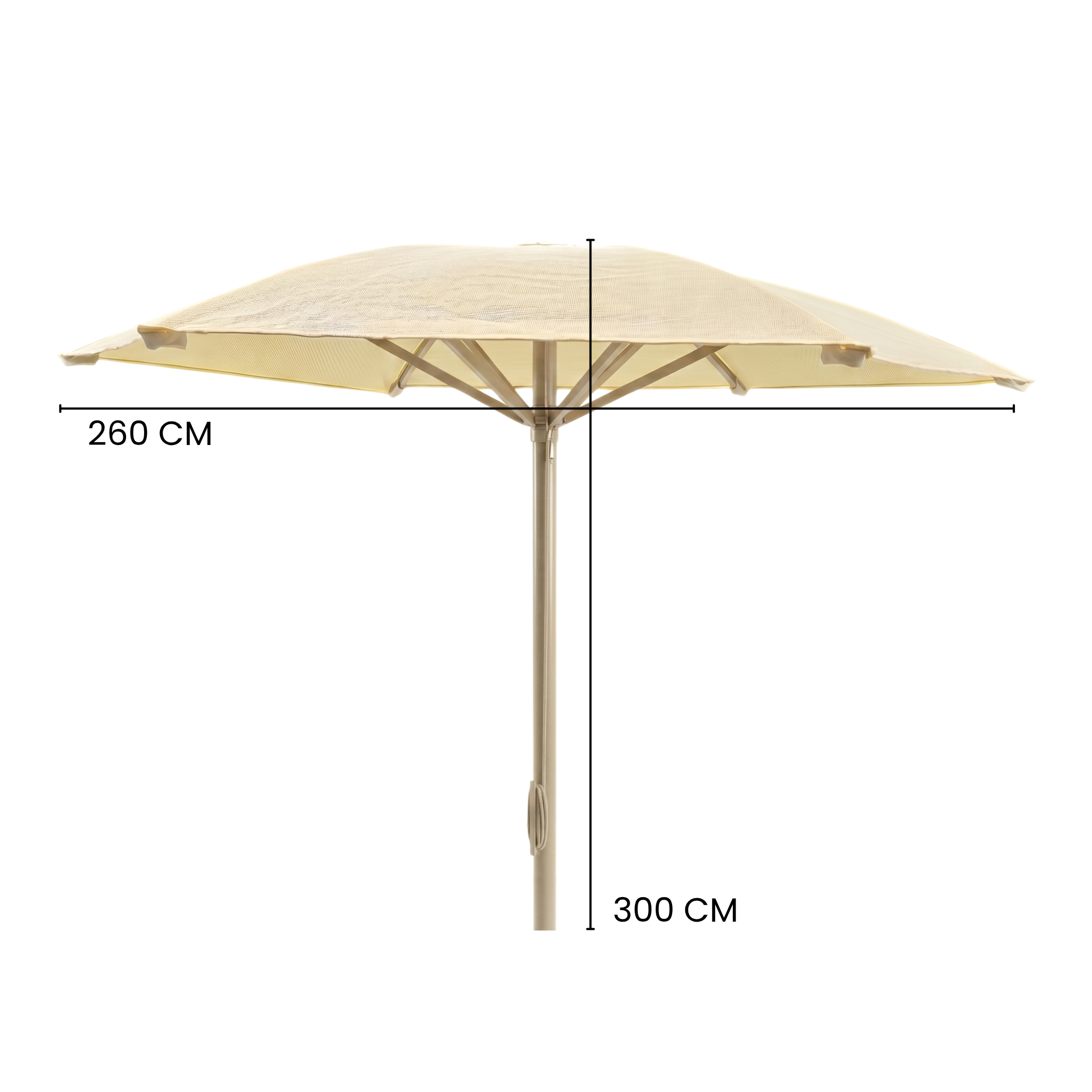 2.6m Aluminum Modern HDPE Mesh Umbrella – Easy-Pull Rope Mechanism | Without Base