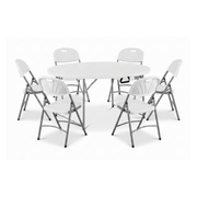 150cm Round Heavy-Duty Folding Dining Set | Table + 6 Chairs