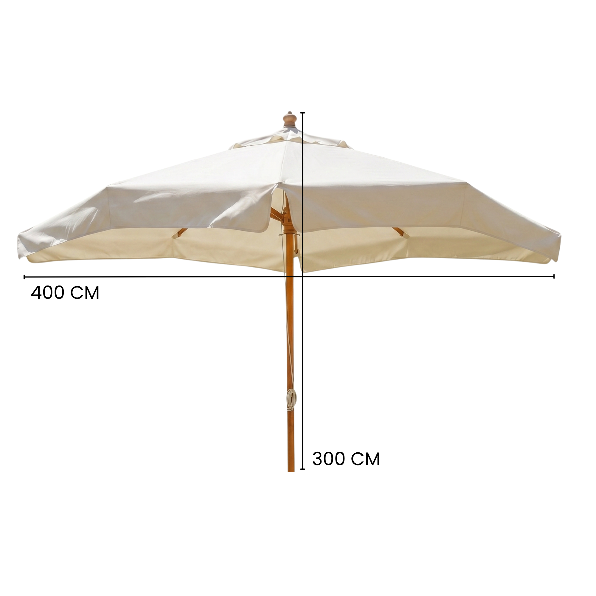 4m Beechwood XL Umbrella – Easy-Pull Rope Mechanism | Without Base