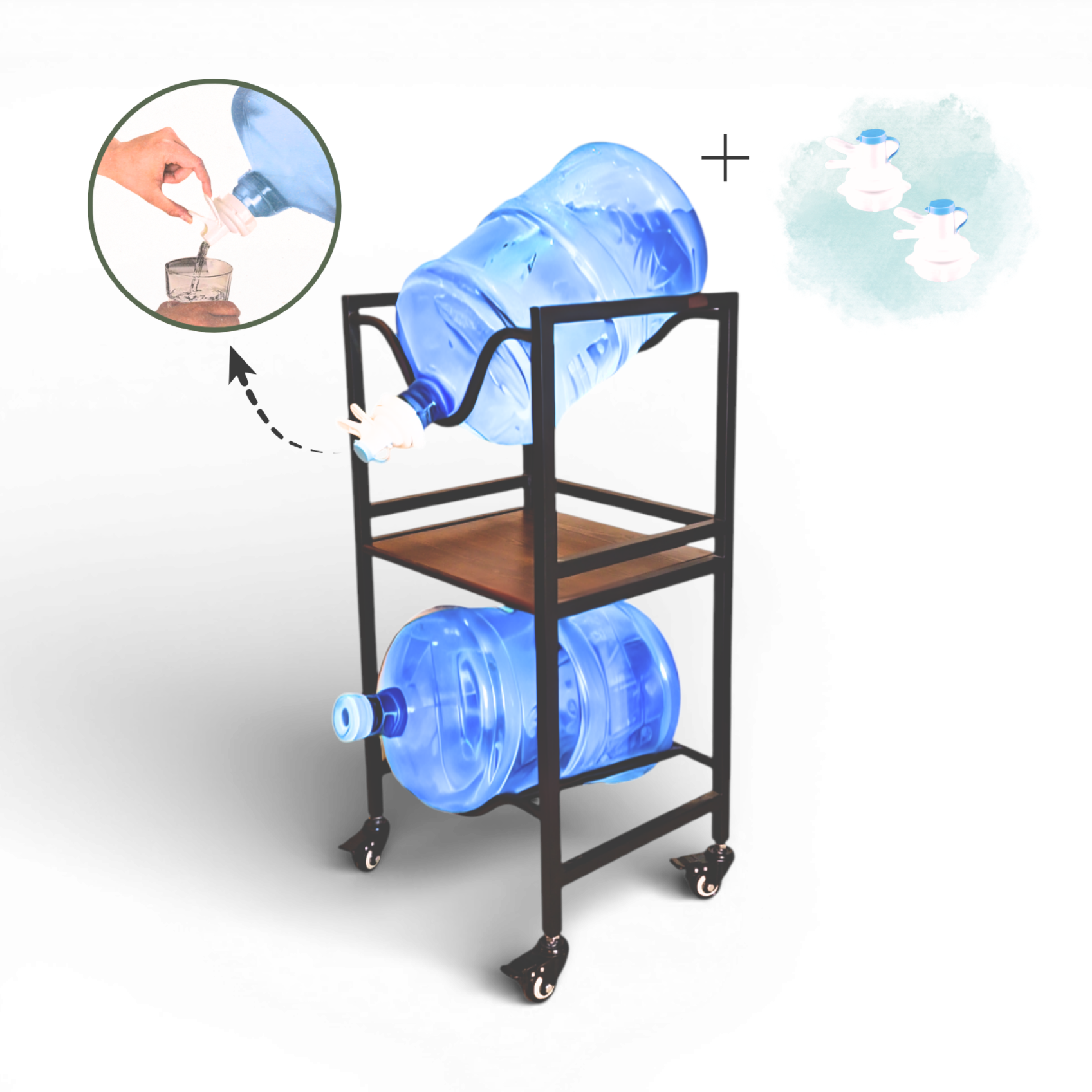 WaterRack EasyFlow | 2-Tier with Wheels & Brakes + 2x Water Jug Valve