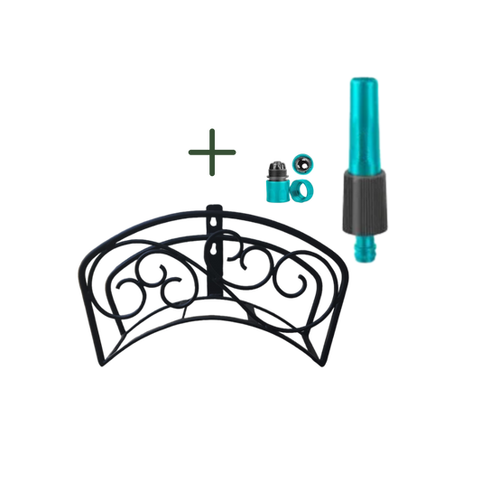 Bundle | Classic Garden Hose Wall Mount Holder + Sprayer