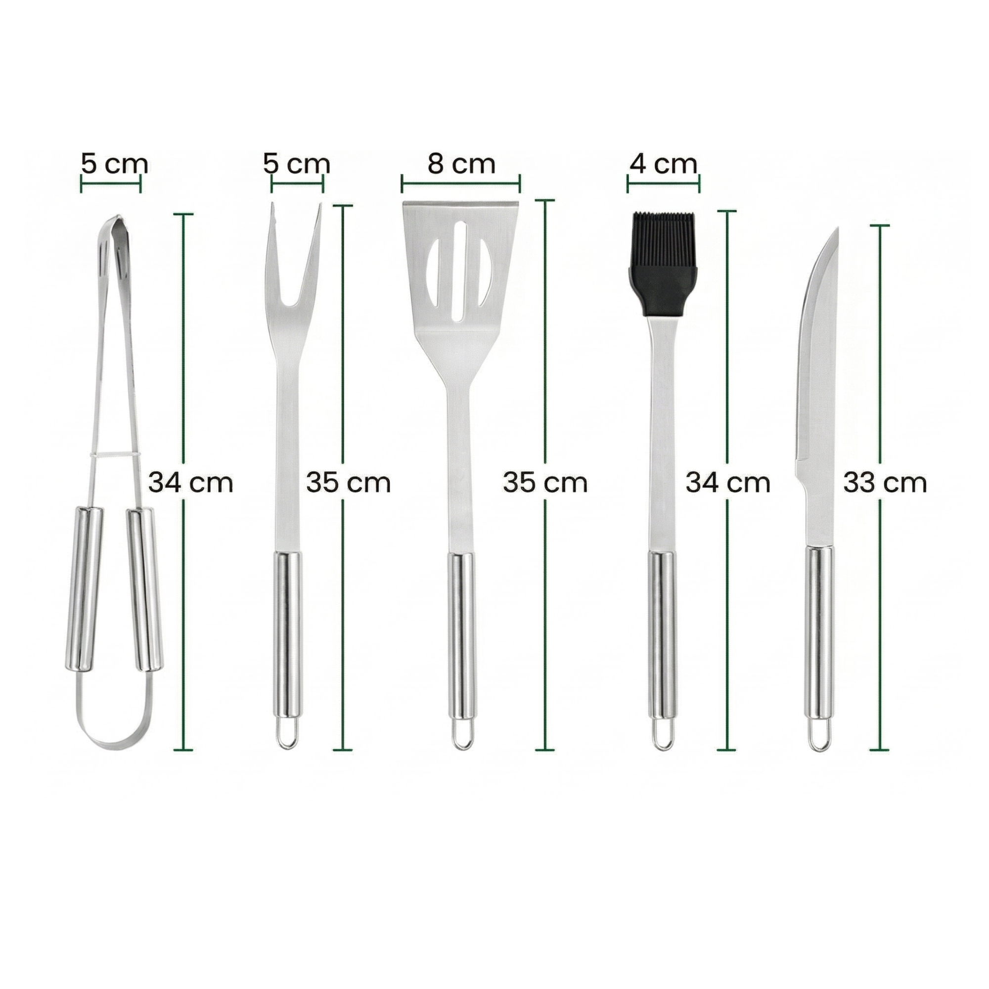5-Piece Stainless Steel BBQ Tool Set