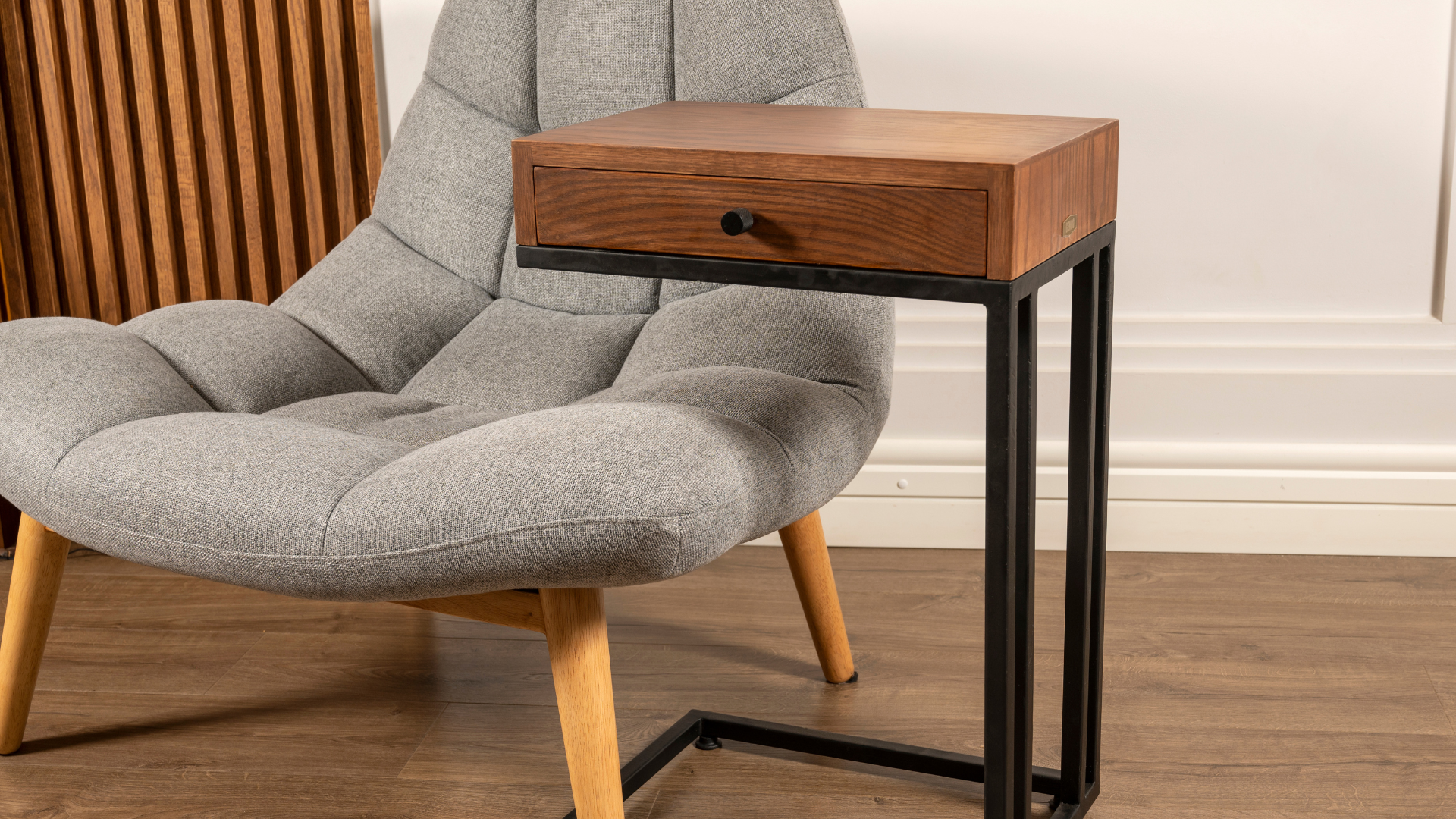 OakSteel Mini Drawer C-Table