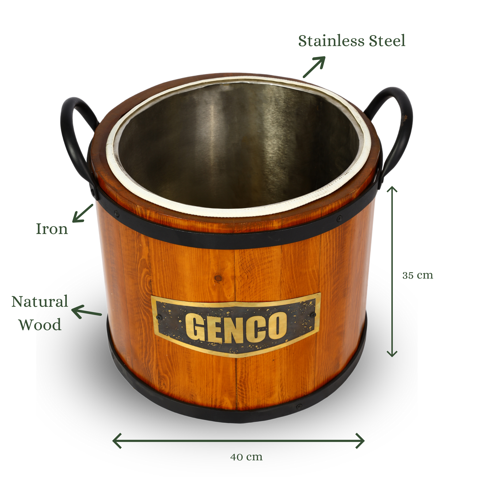 TimberChill Ice Bucket with Stainless Steel Interior