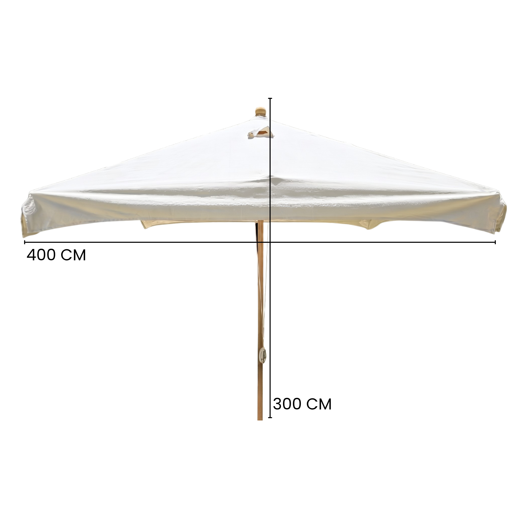 4m Natural Tree-Wood Umbrella – Easy-Pull Rope Mechanism | Without Base