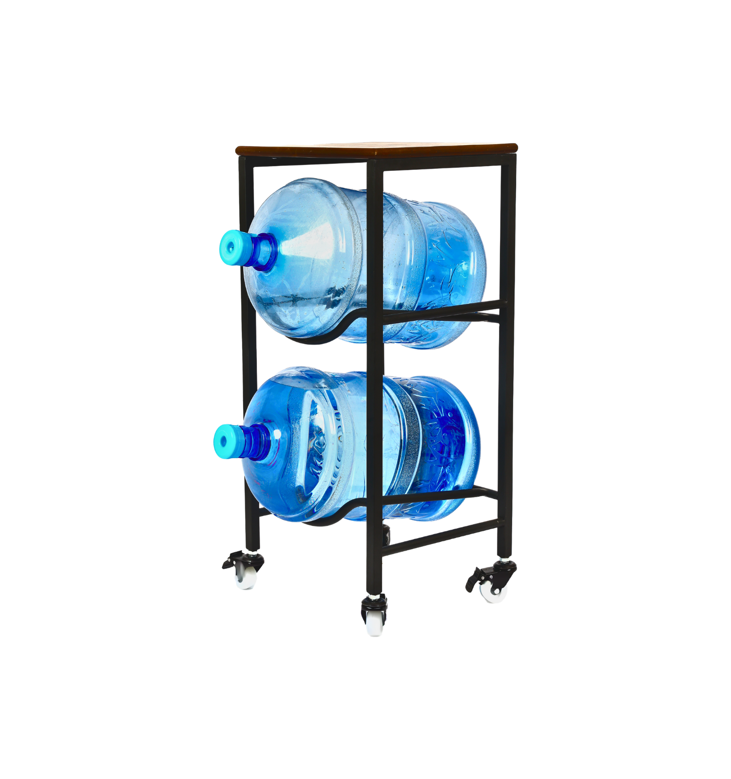 WaterRack Premium | 2-Tier with Natural Wood Shelf, Wheels & Brakes