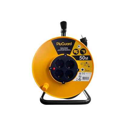 Heavy-Duty Cable Reel – 50m, Water-Resistant, 4 Sockets