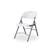 Steel-Frame Portable Folding Chair - White