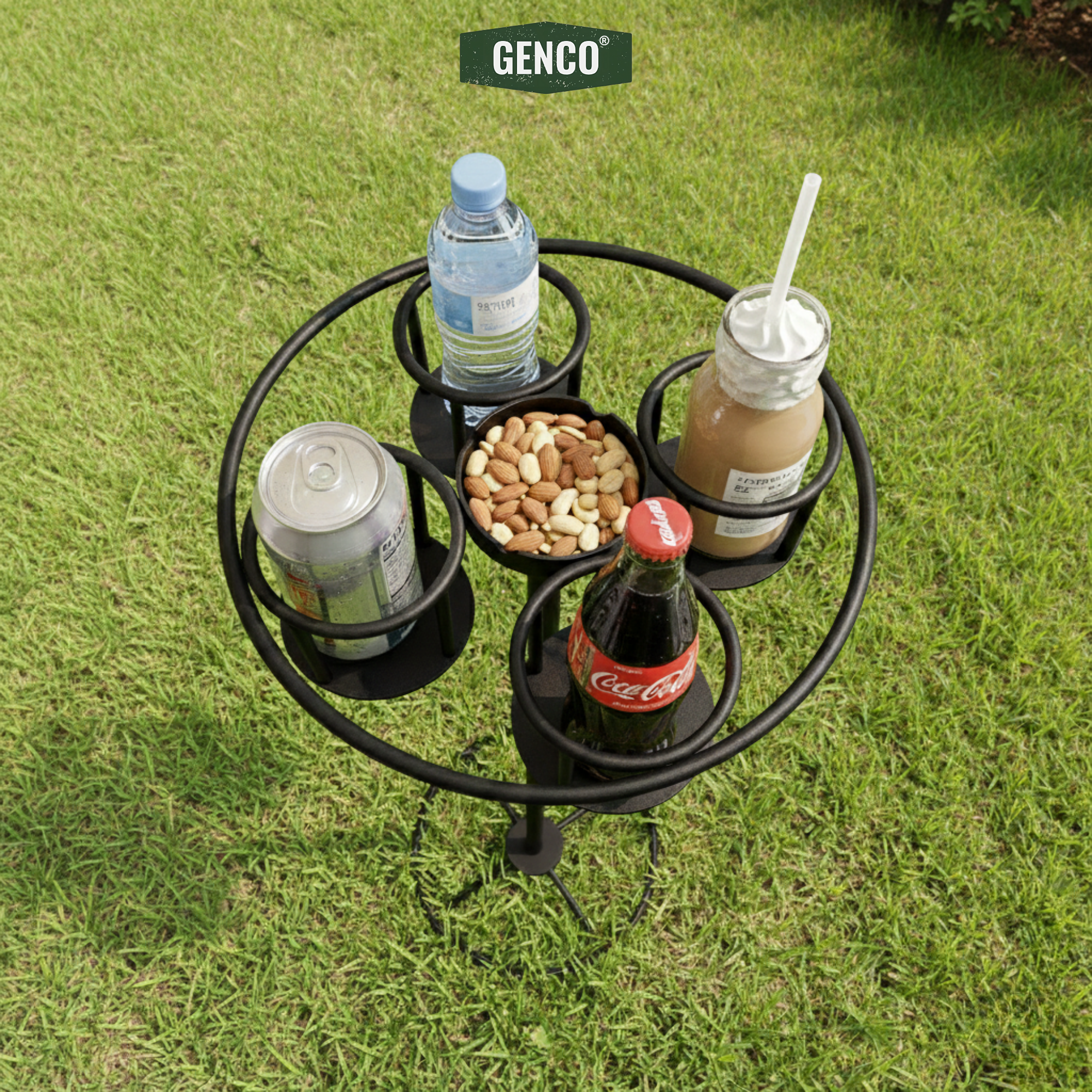 Bottle Holder & Multi-Tray Lounge Companion