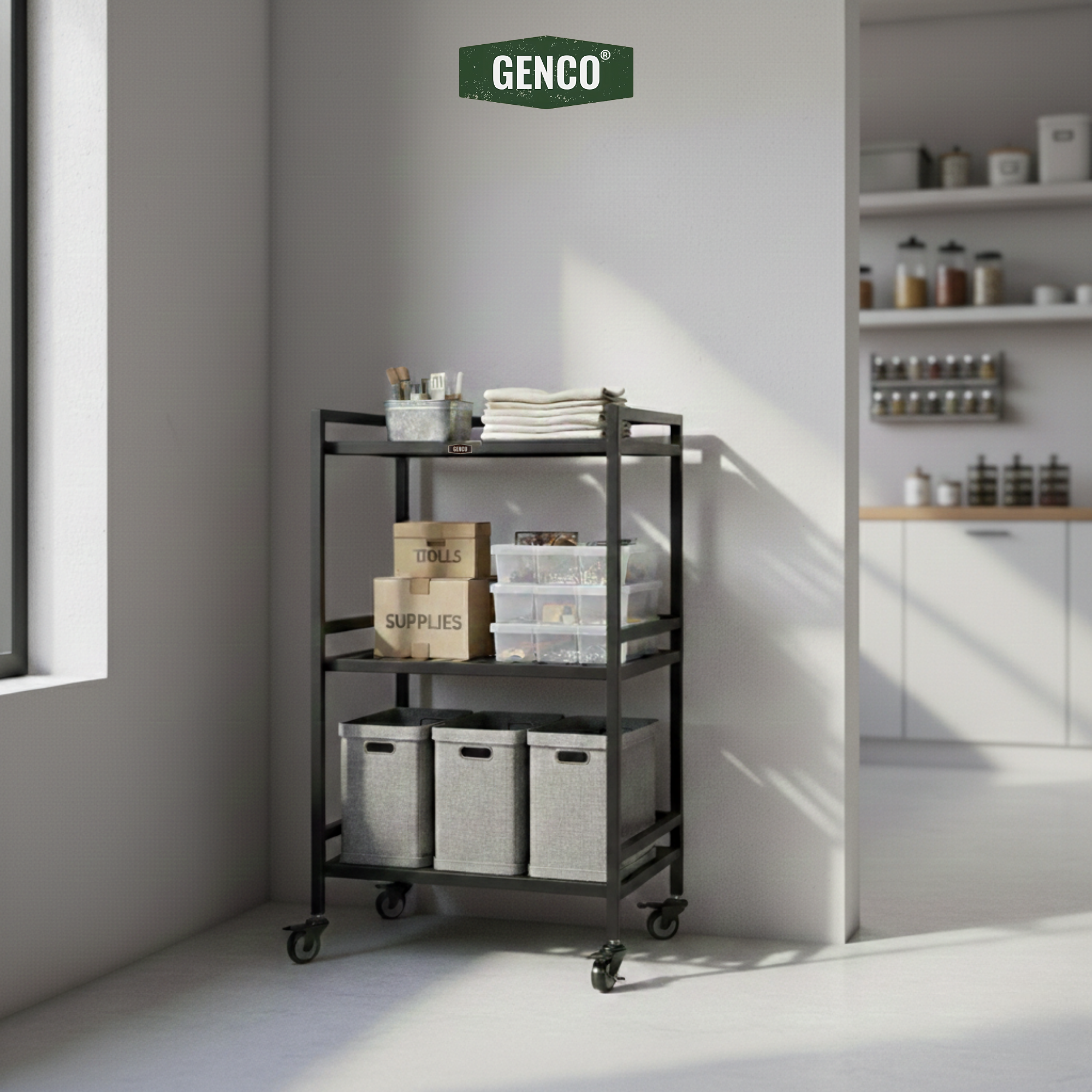 Ridge | 3-Tier Iron Rack with Wheels & Brakes