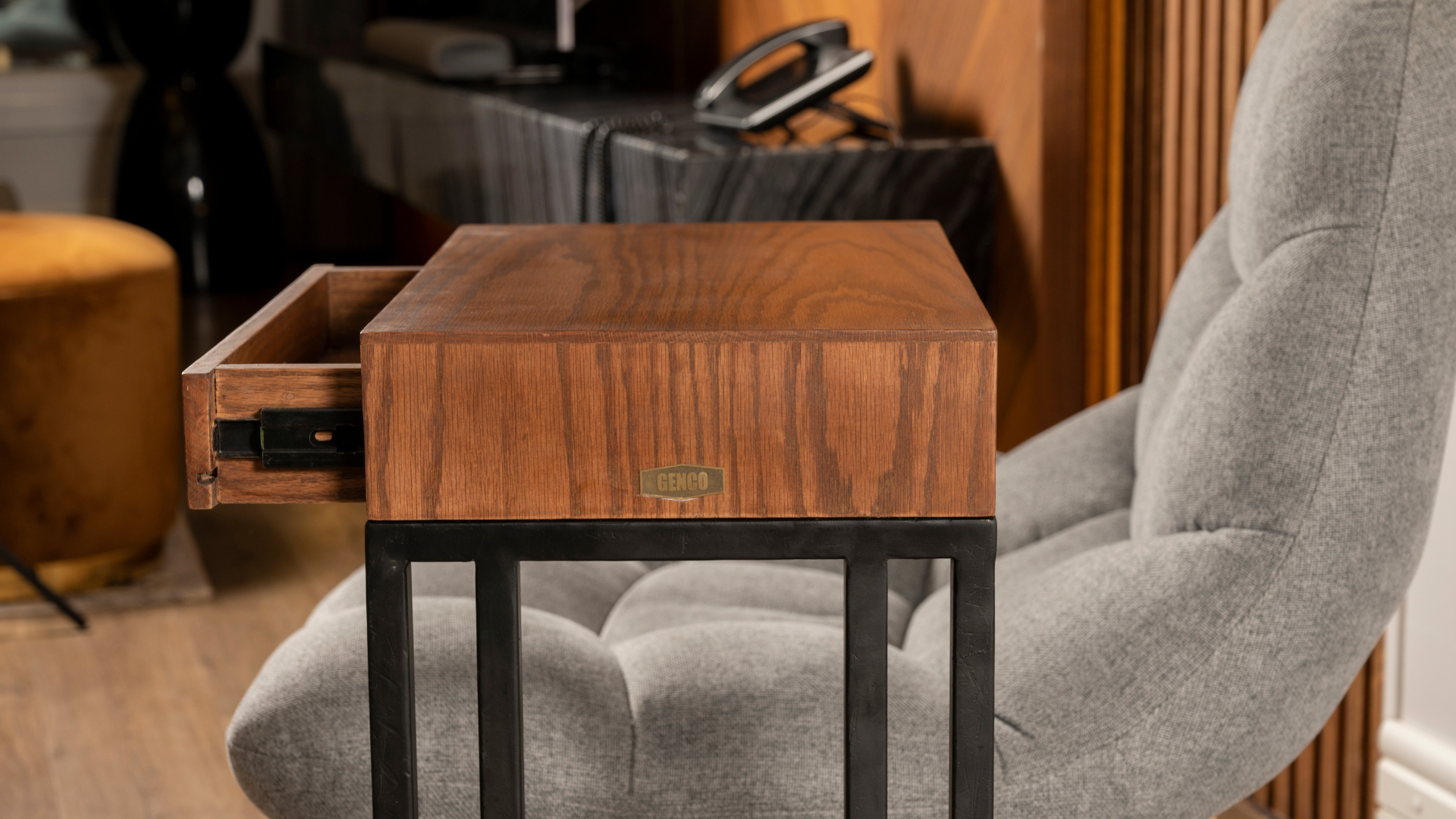 OakSteel Mini Drawer C-Table