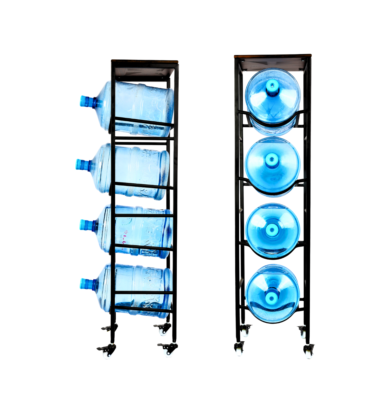 4-Tier WaterRack™ Premium with Natural Wood Shelf, Wheels & Brakes – Genco