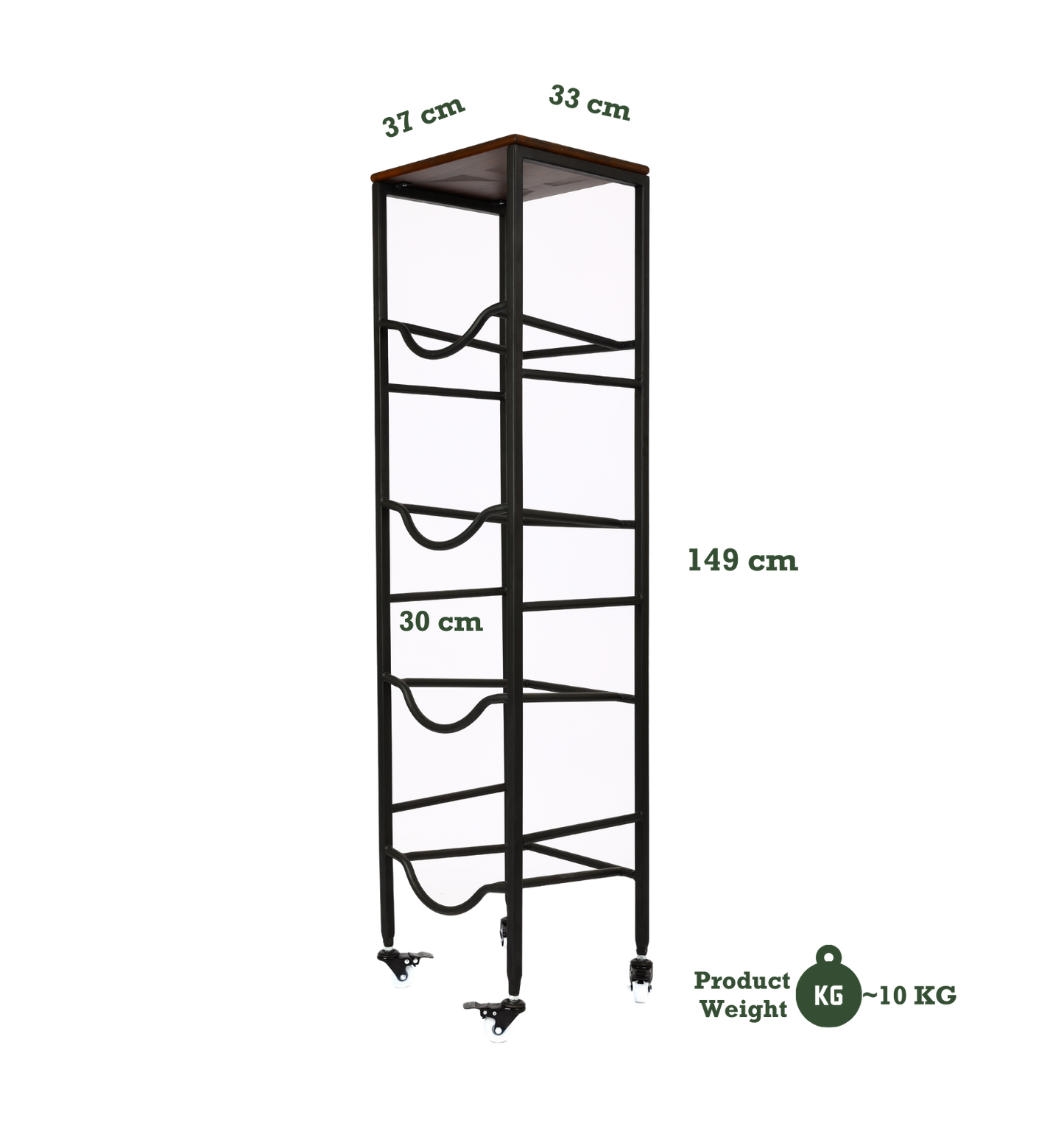 4-Tier WaterRack™ Premium with Natural Wood Shelf, Wheels & Brakes
