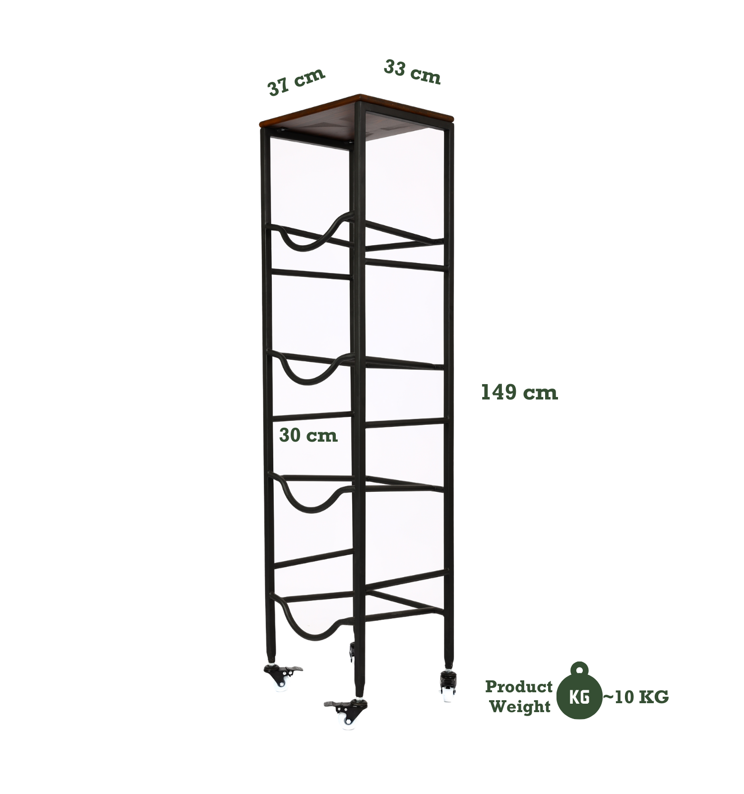 WaterRack Premium | 4-Tier with Natural Wood Shelf, Wheels & Brakes