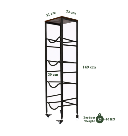 4-Tier WaterRack™ Premium with Natural Wood Shelf, Wheels & Brakes