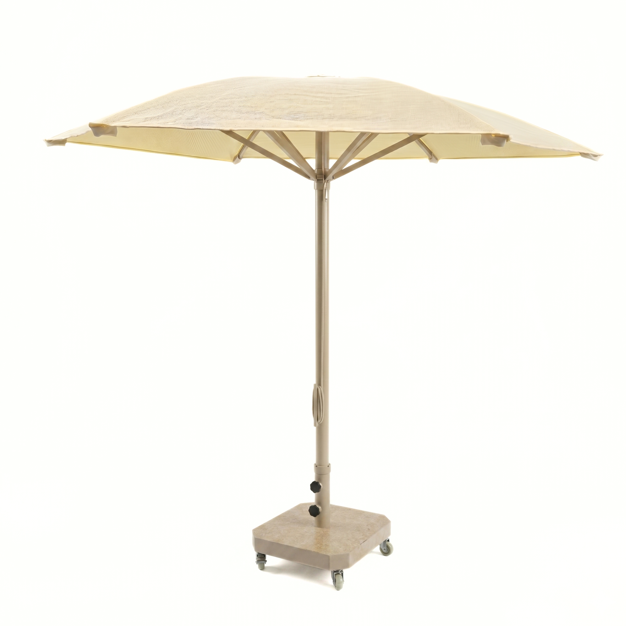 2.6m Aluminum Modern HDPE Mesh Umbrella – Easy-Pull Rope Mechanism | With Heavy-Duty Marble Base