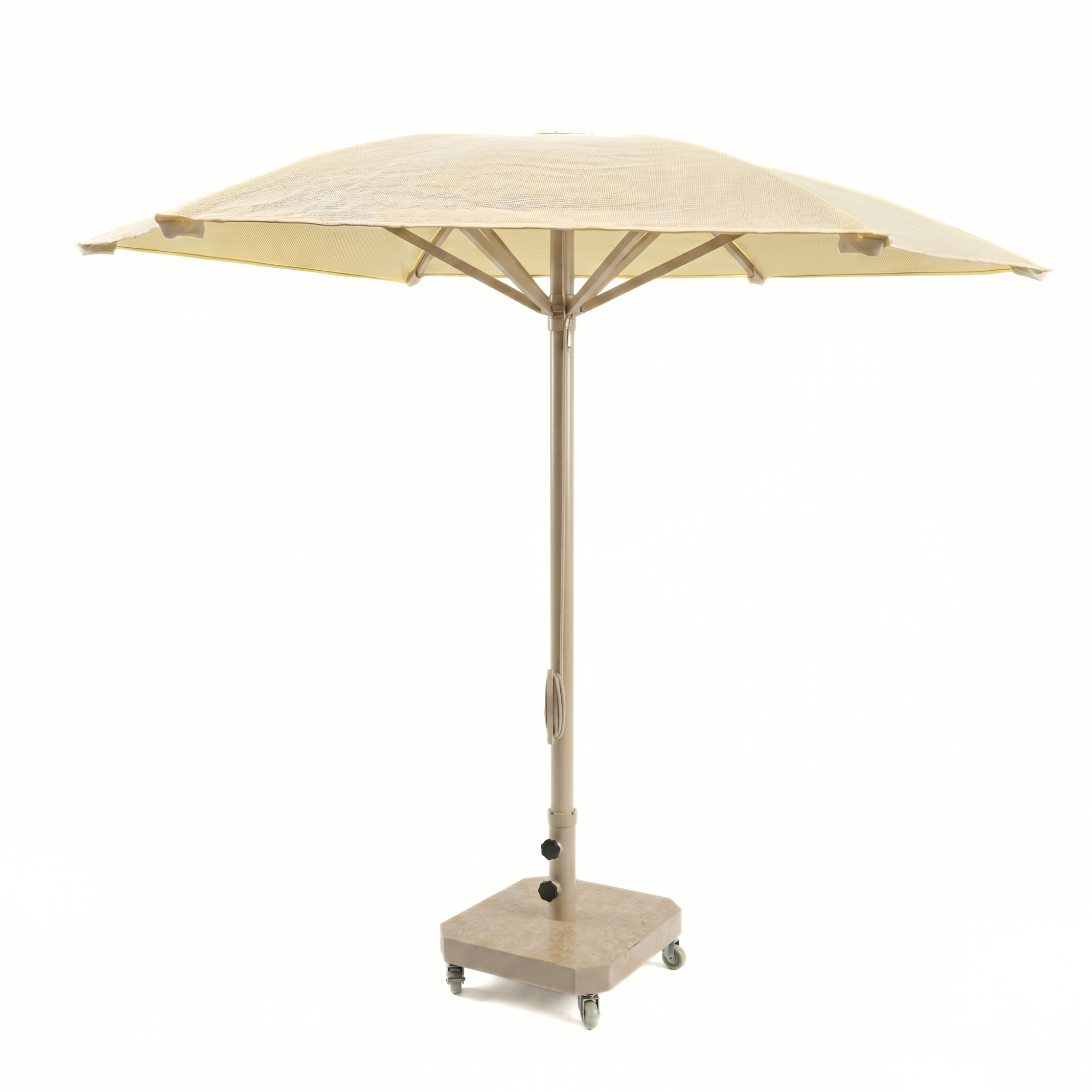 2.6m Aluminum Modern HDPE Mesh Umbrella – Easy-Pull Rope Mechanism | With Heavy-Duty Marble Base