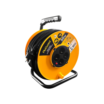 Heavy-Duty Cable Reel – 50m, Water-Resistant, 4 Sockets