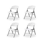 4-Pack Steel-Frame Portable Folding Chair - White