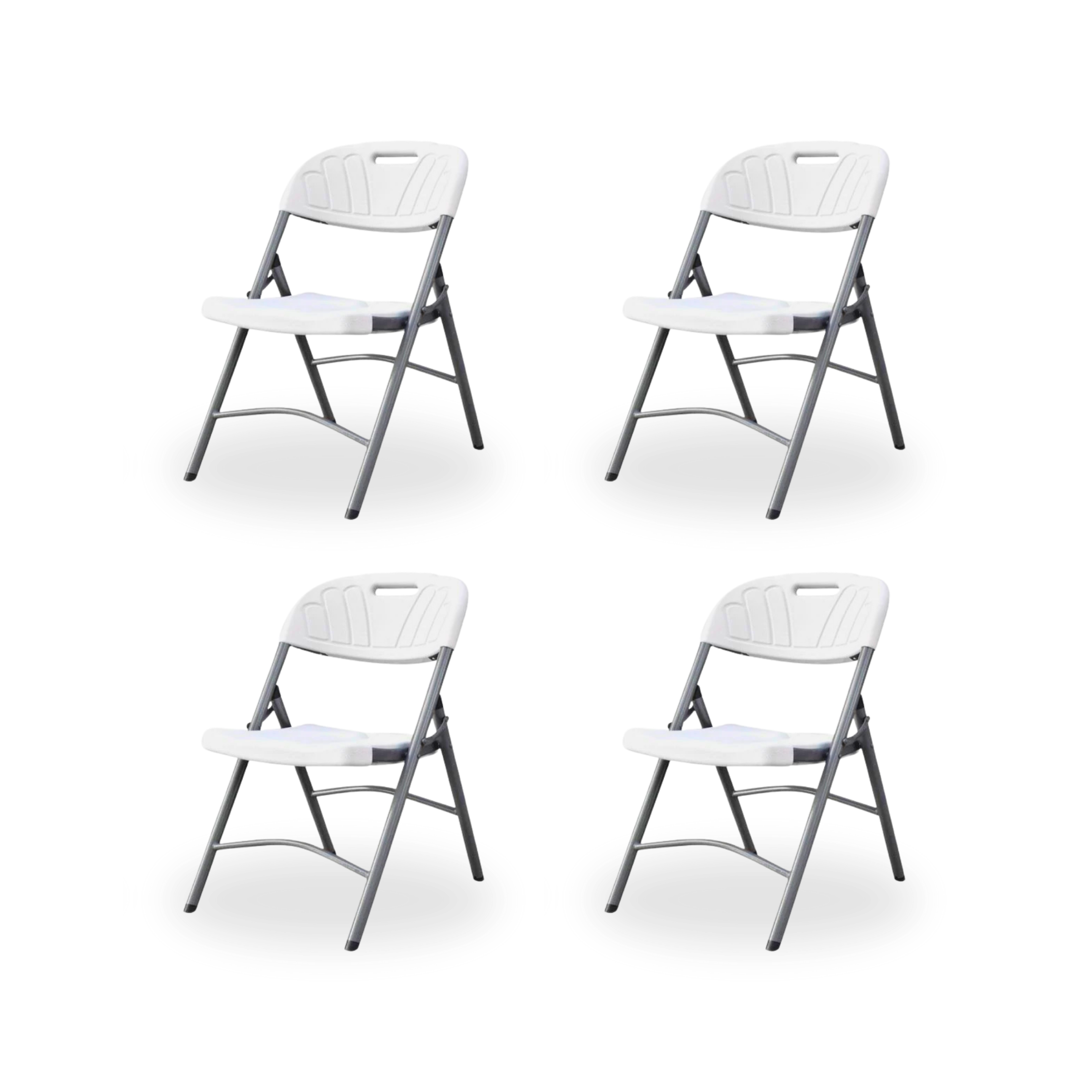 4-Pack Steel-Frame Portable Folding Chair - White