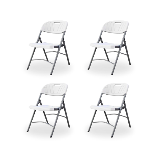 4-Pack Steel-Frame Portable Folding Chair - White