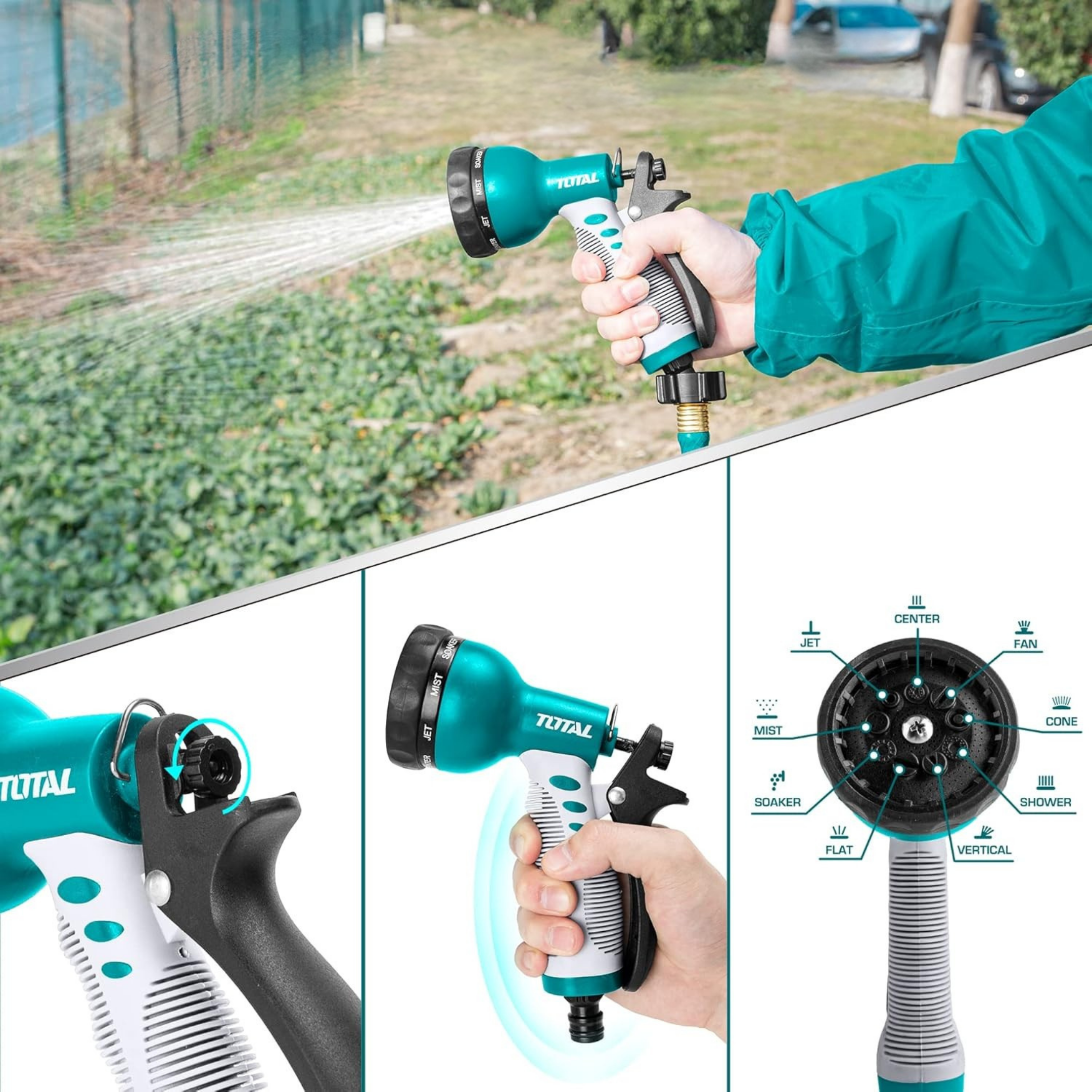 Bundle | 50m Heavy Duty PVC Hose + 9 Mode Sprayer + Connectors