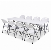 244x75cm Heavy-Duty Folding Dining Set | Table + 8 Chairs
