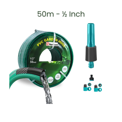 Bundle | 50m Heavy Duty PVC Hose + Sprayer + Connectors