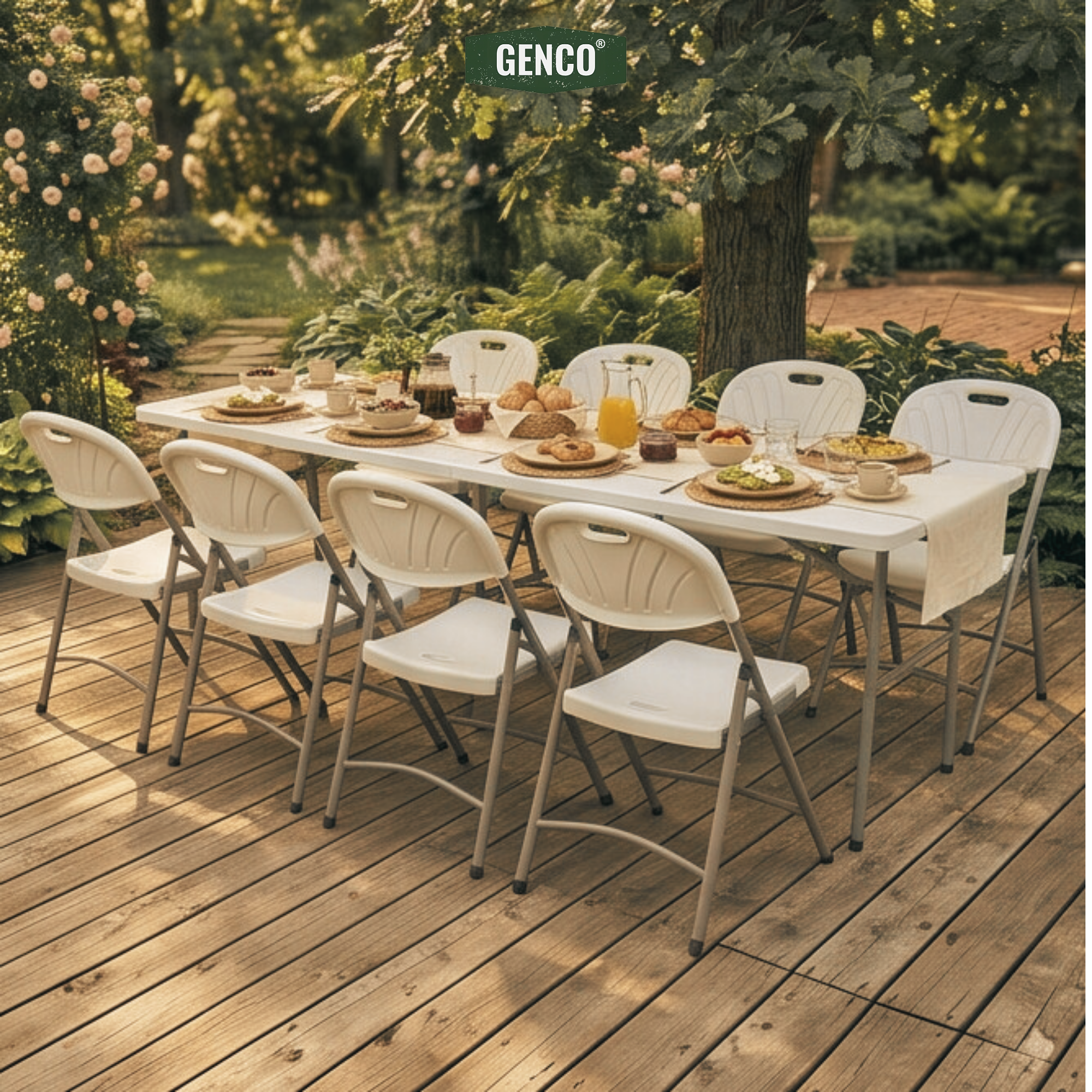 244x75cm Heavy-Duty Folding Dining Set | Table + 8 Chairs
