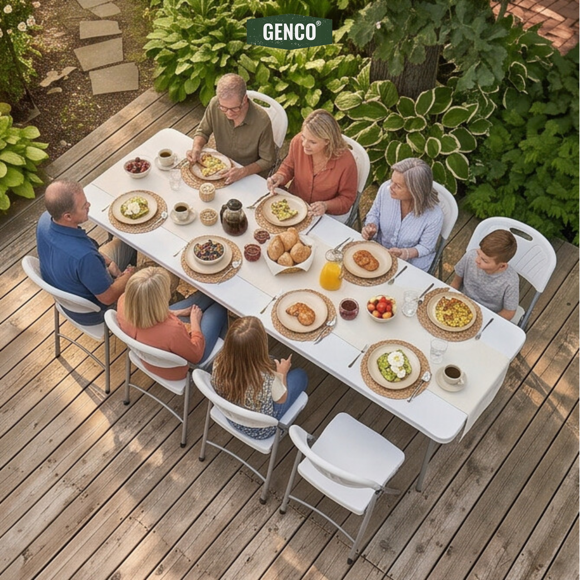 244x75cm Heavy-Duty Folding Dining Set | Table + 8 Chairs