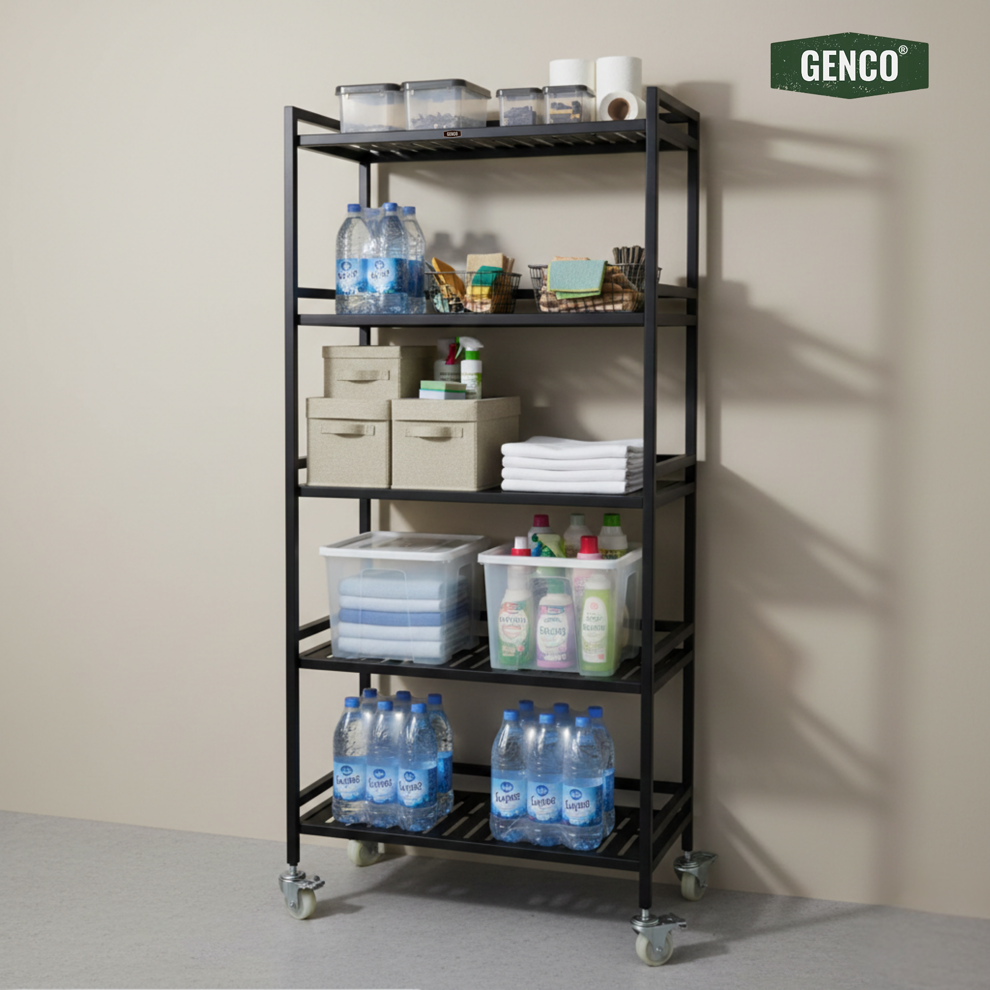 Ridge | 5-Tier Wide Iron Rack with Wheels & Brakes