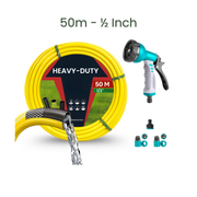 Bundle | 50m Heavy Duty PVC Hose + 9 Mode Sprayer + Connectors